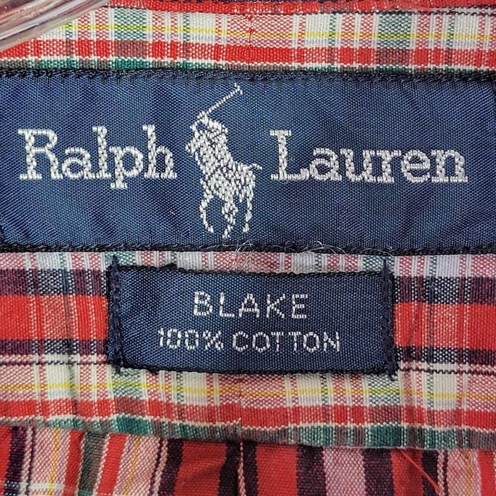 Polo Ralph Lauren Blake Shirt Men's Medium Red Christmas Plaid LS Button Up - Picture 8 of 11